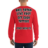 Men’s Long Sleeve Shirt Hail Satan Get tattooed