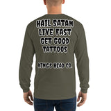 Men’s Long Sleeve Shirt Hail Satan Get tattooed